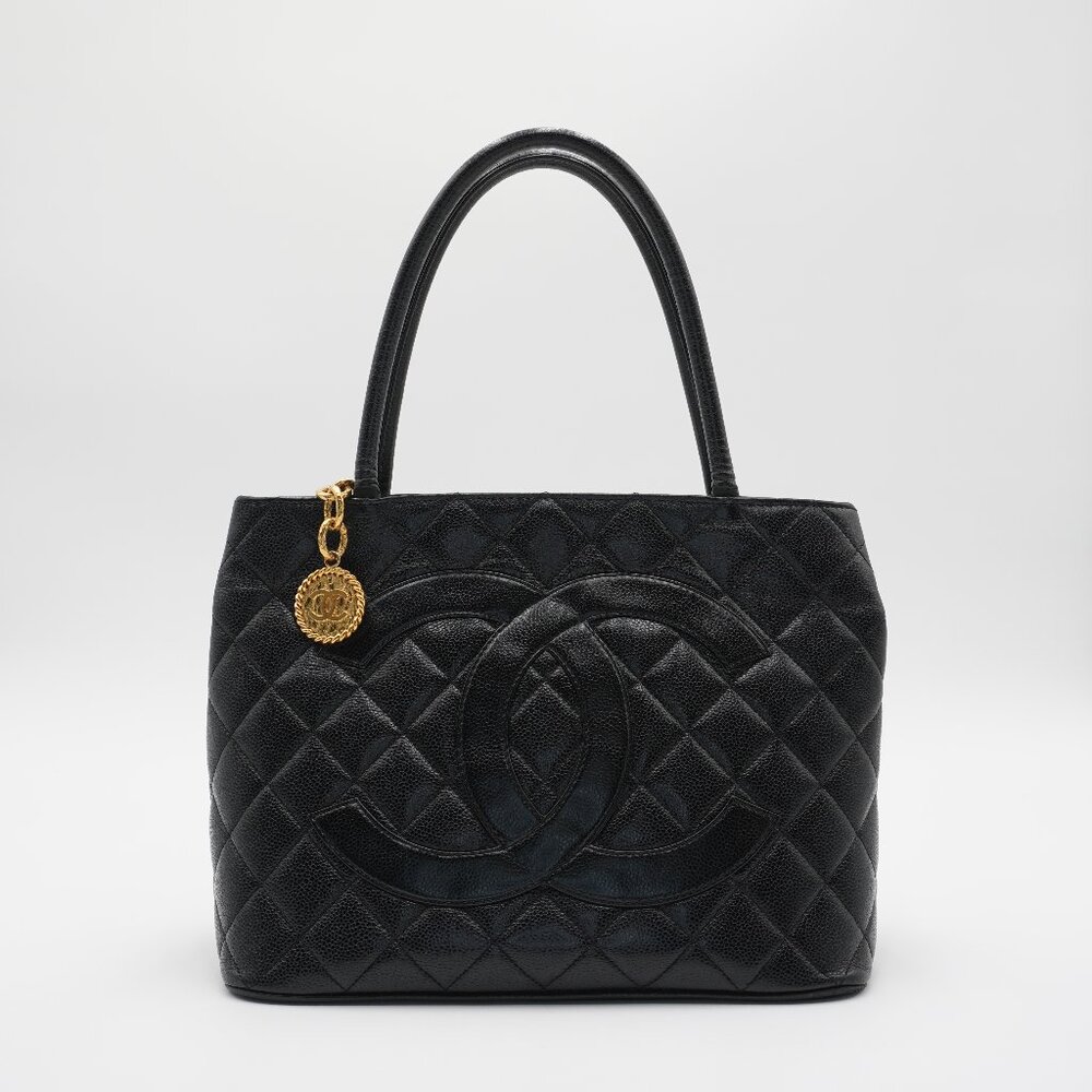 SOLD Pre-owned CHANEL Black Caviar Leather Medallion Tote - Reissued